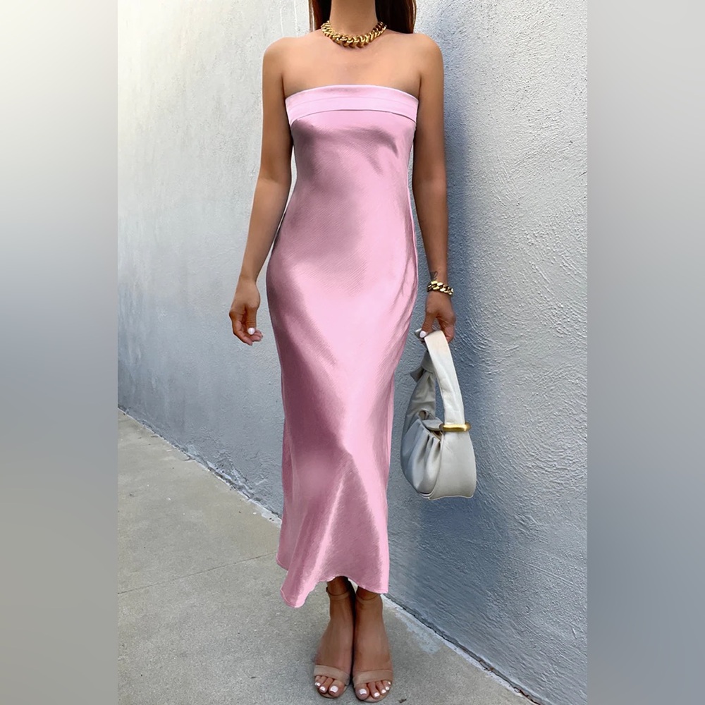 Runaway the Label Pink Satin Midi Dress size XL